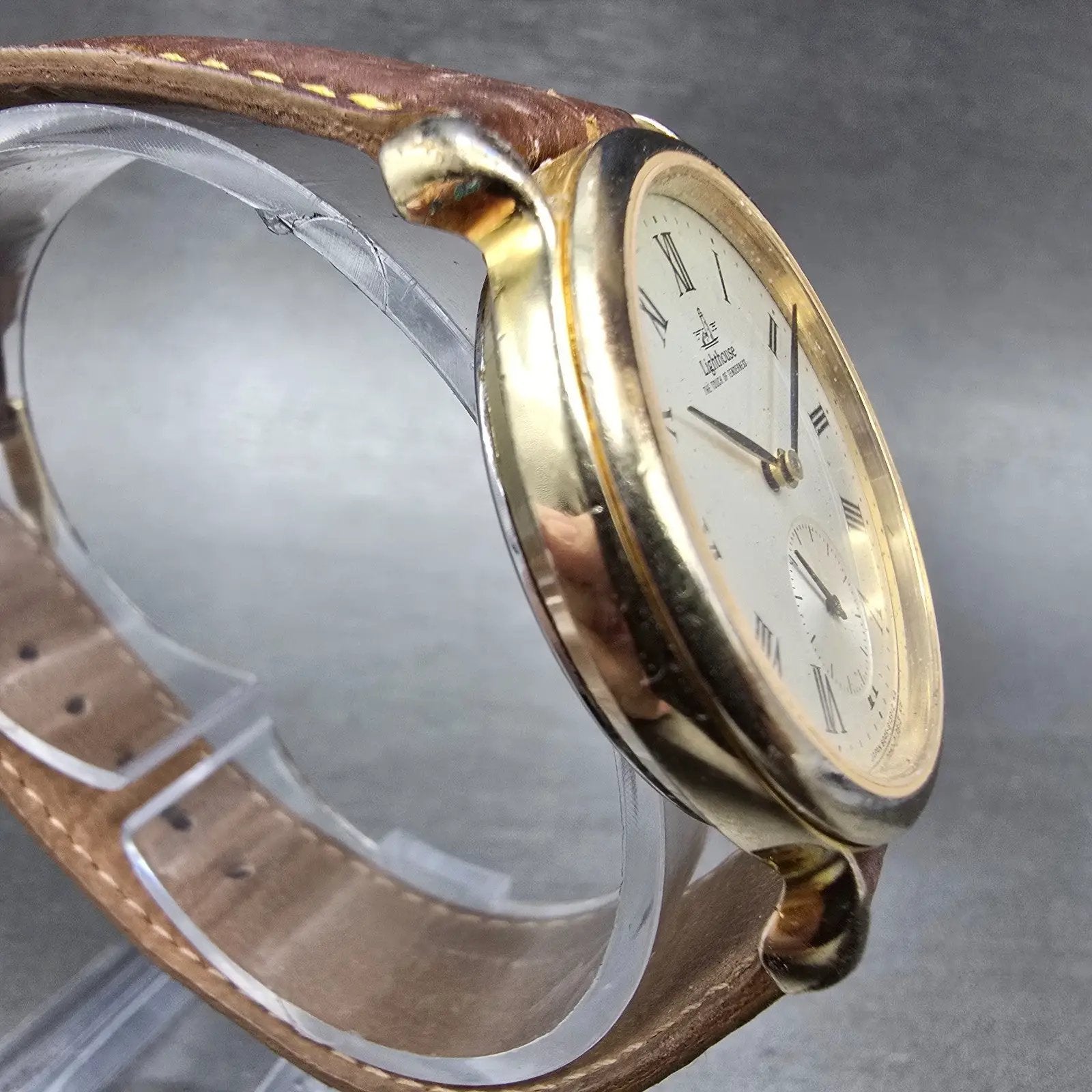 Citizen Lighthouse Watch Men 33mm Silver Dial Gold Tone 6045-G03855 New Battery4