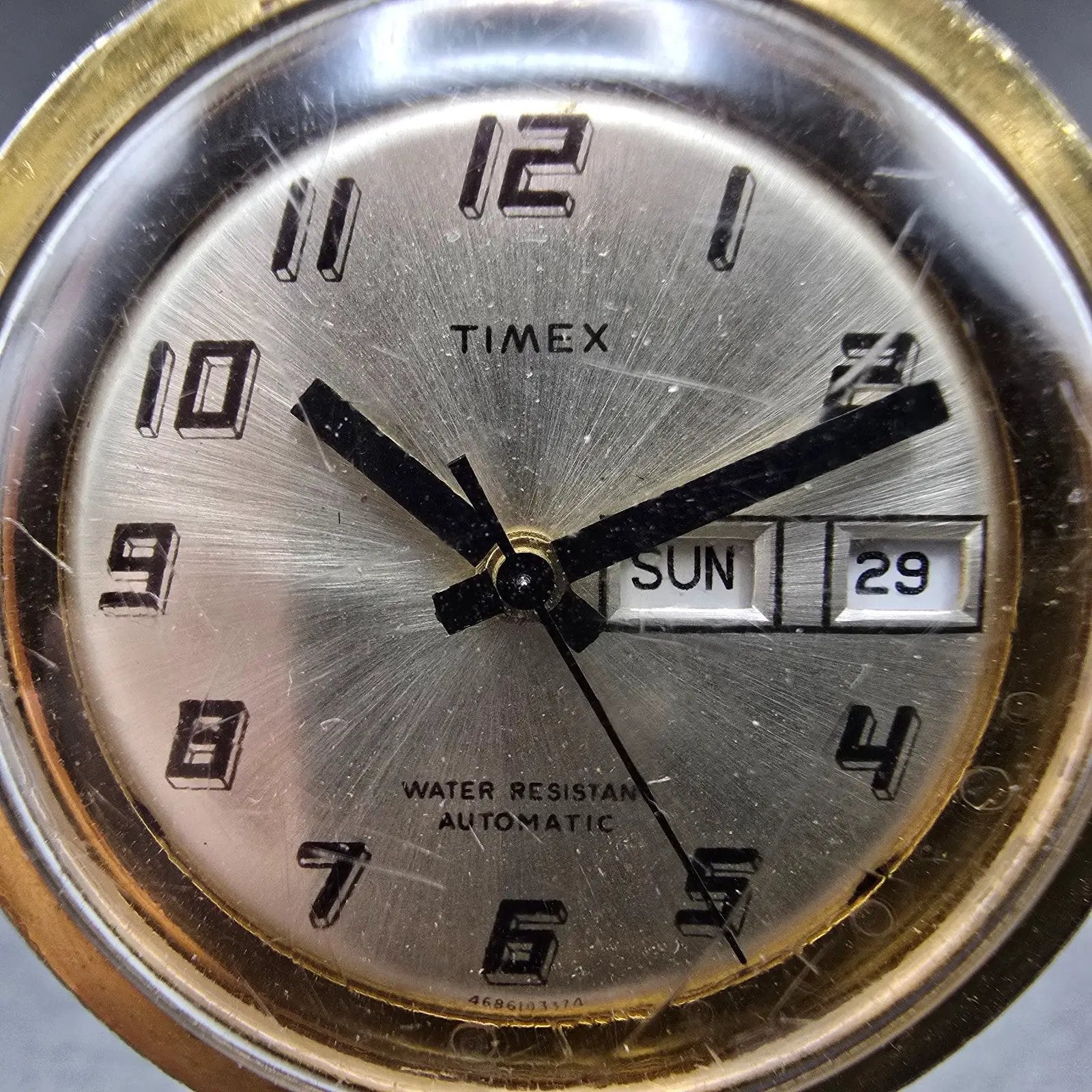 Timex Viscount automatic Watch men 39mm Champagne Dial Gold Tone Daydate Runs1