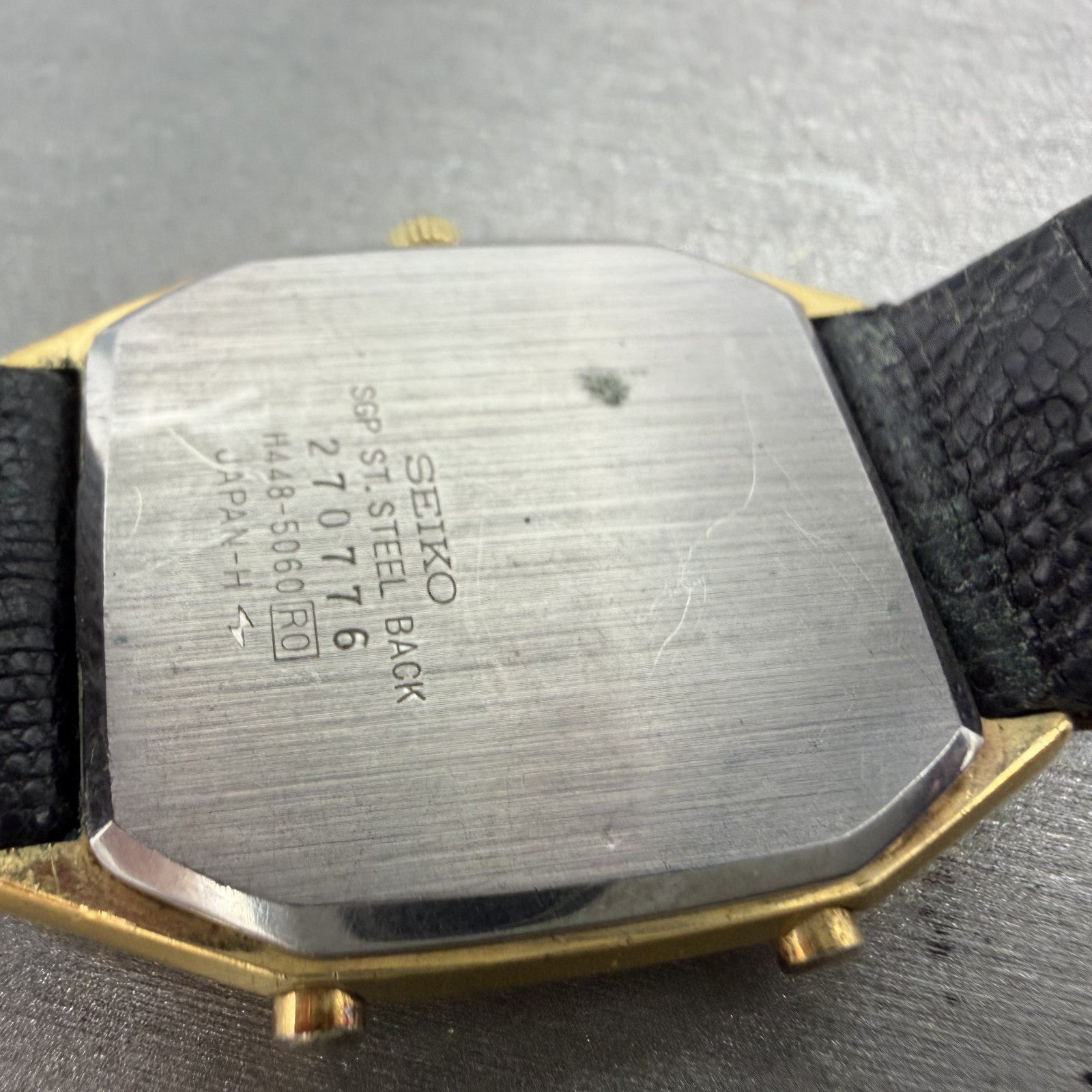 Seiko Analgo Digital Watch Men 29mm Gold Dial Gold Tone Alarm H448-5060 PARTS10