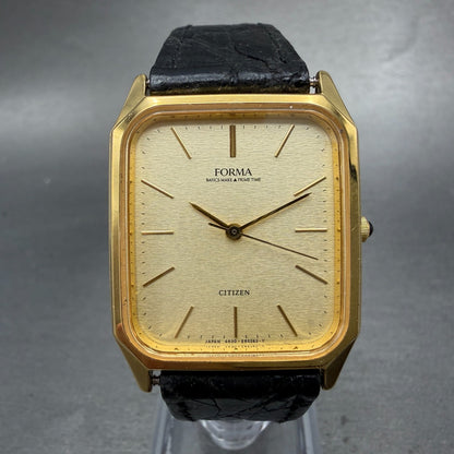 Citizen Forma Tank Watch Men 28mm Champagne Dial Gold Tone 4630-E63018 New Batt0