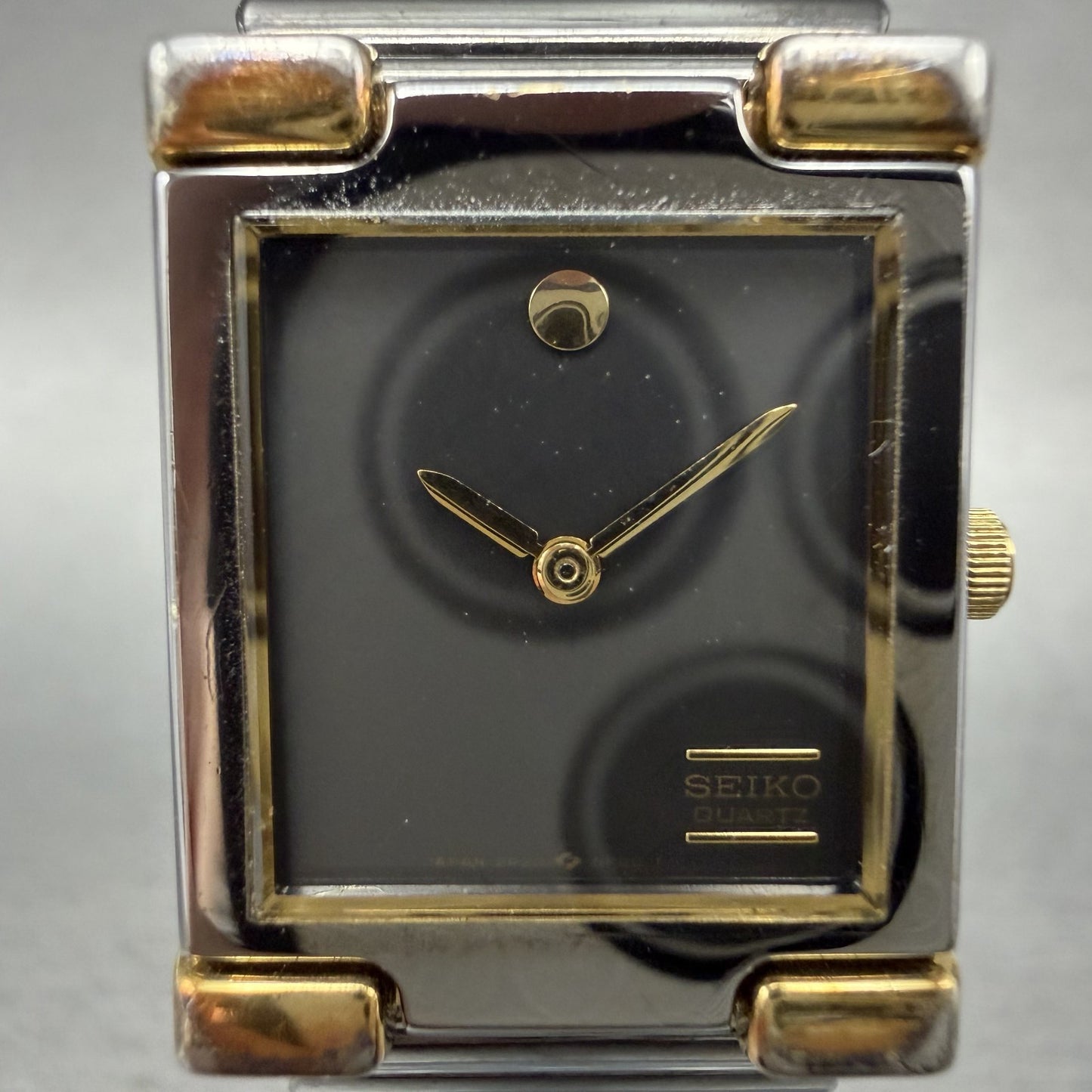 Seiko Tank Watch Women 21mm Black Dial Black Tone Rectangle 2P205C99 New Batt1