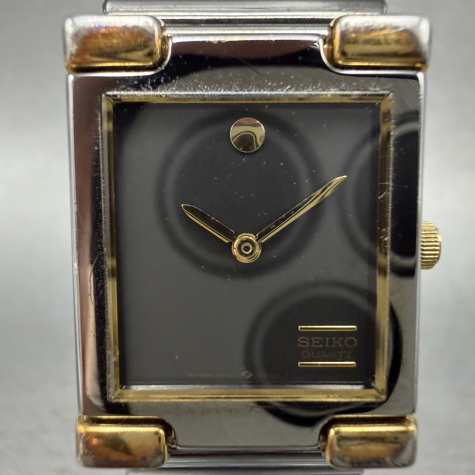 Seiko Tank Watch Women 21mm Black Dial Black Tone Rectangle 2P205C99 New Batt1