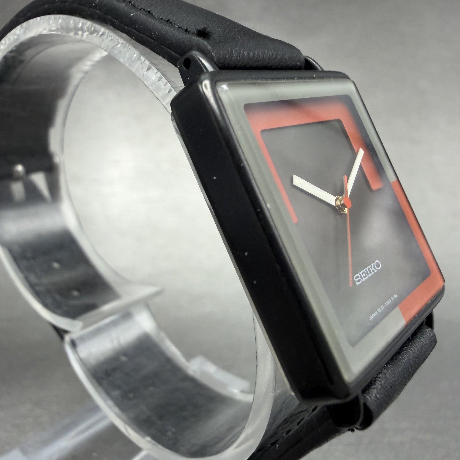 Seiko Tank Watch Women 23mm Black Dial Black Tone Rectangle 2C21-5570 NewBattery3