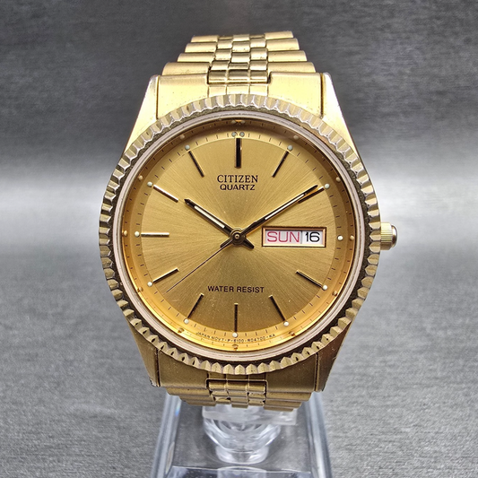 Citizen President Watch Men 35mm Gold Dial Gold Daydate 6100-R00391 New Batt JP20