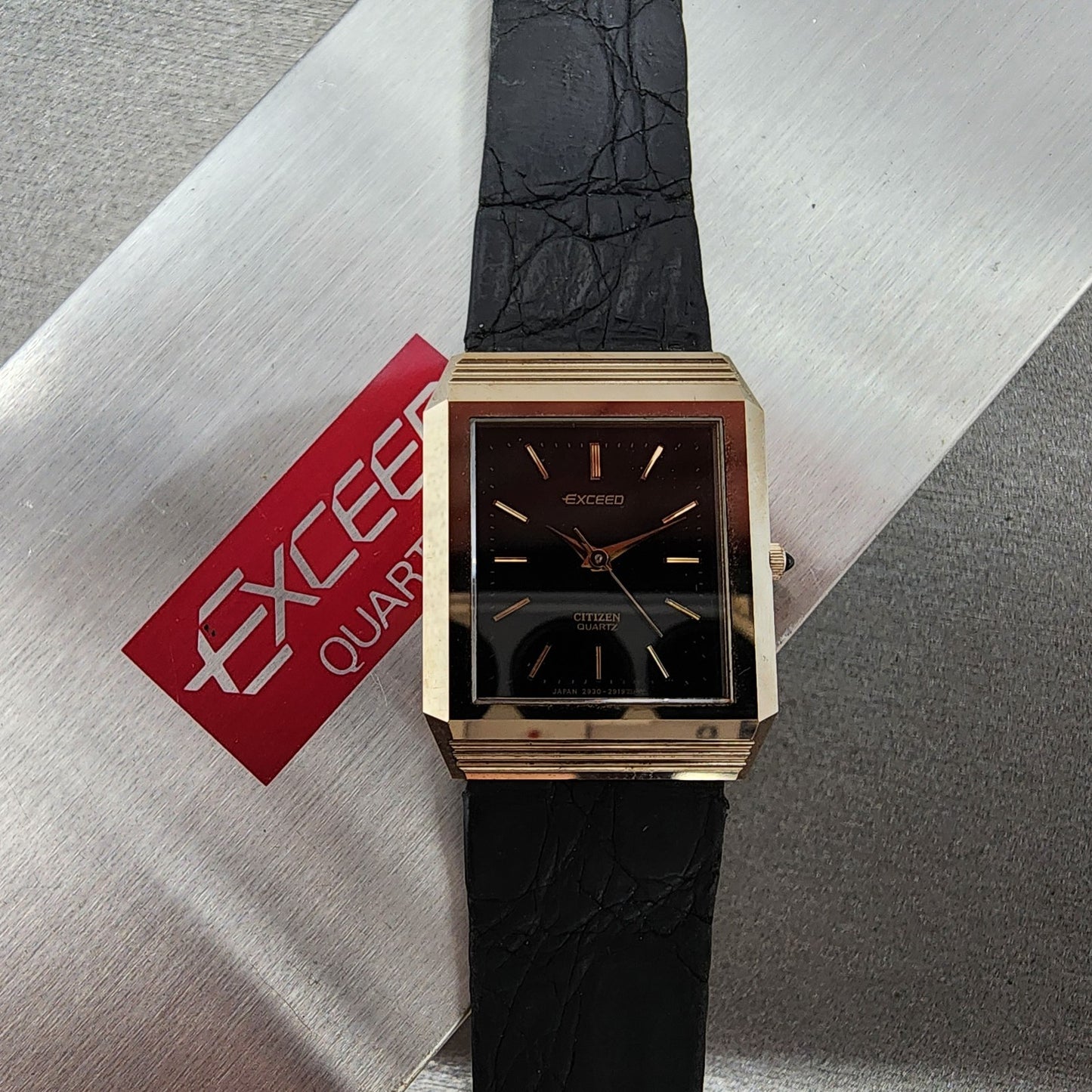 Citizen Exceed Tank Watch Women 23mm Black Dial Bronze Tone Rectangle New Batt0