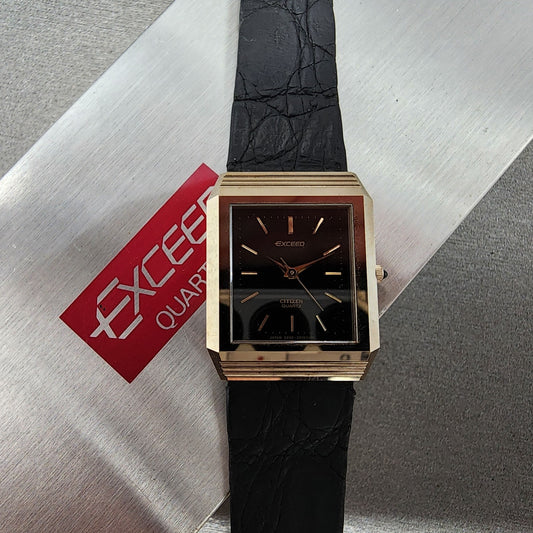 Citizen Exceed Tank Watch Women 23mm Black Dial Bronze Tone Rectangle New Batt0