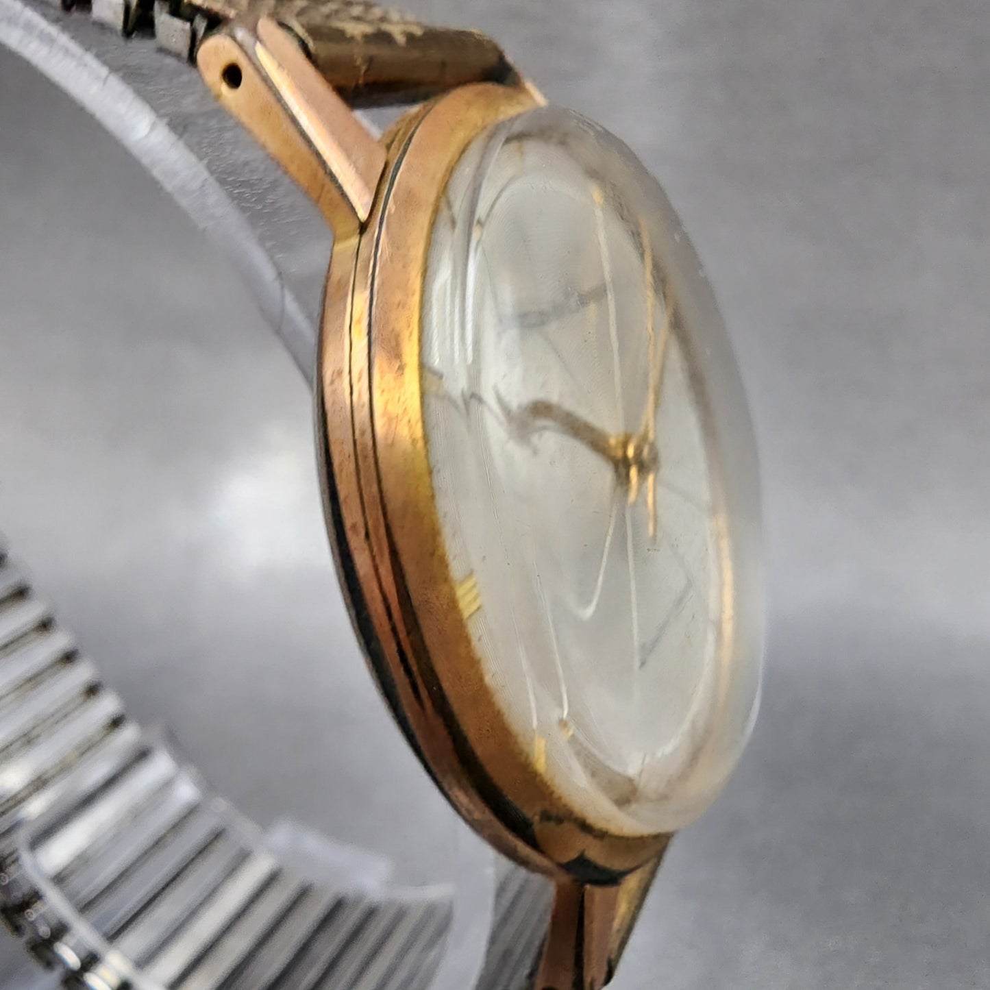 Seiko Champion Watch Men 35mm Silver Dial Gold Tone Manual 17J J14082 PARTS4