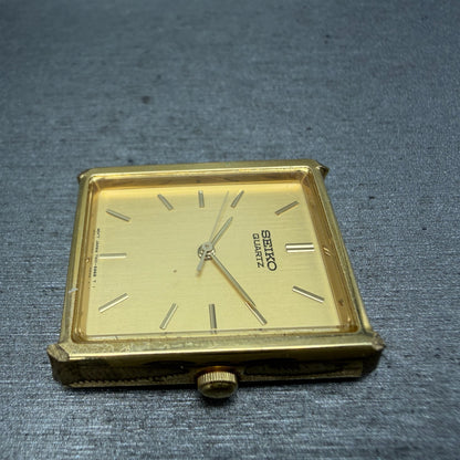 Seiko Tank Watch Men 25mm Champagne Dial Gold Tone Rectangle 7N01-5B40 PARTS6