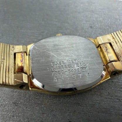 Seiko Watch Women 18mm Champagne Dial Gold Tone Rectangle 7320-5499 New Battery9