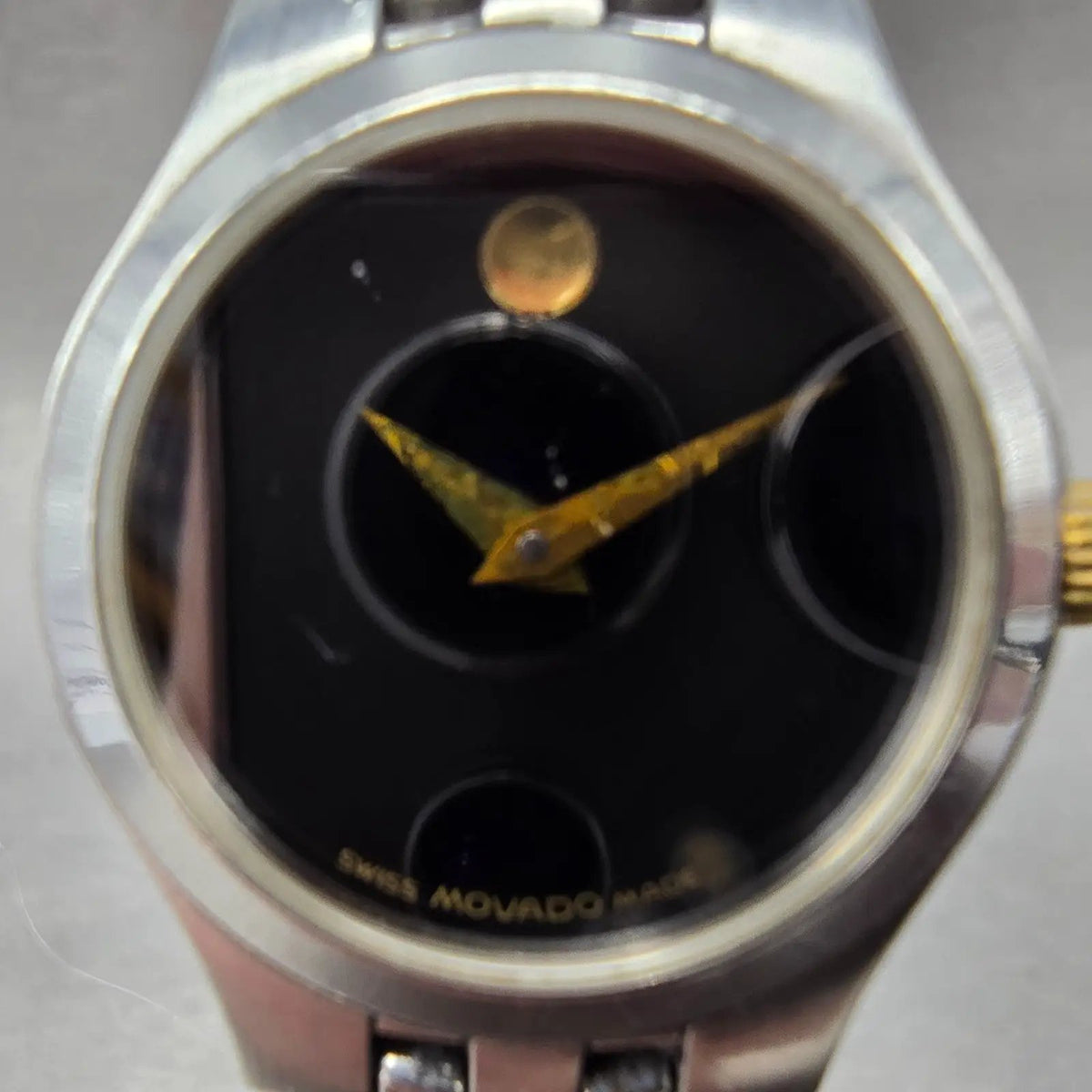 Movado Museum Watch Women 24mm Black Dial Two Tone Round 81-E4-1832 New Batt 561
