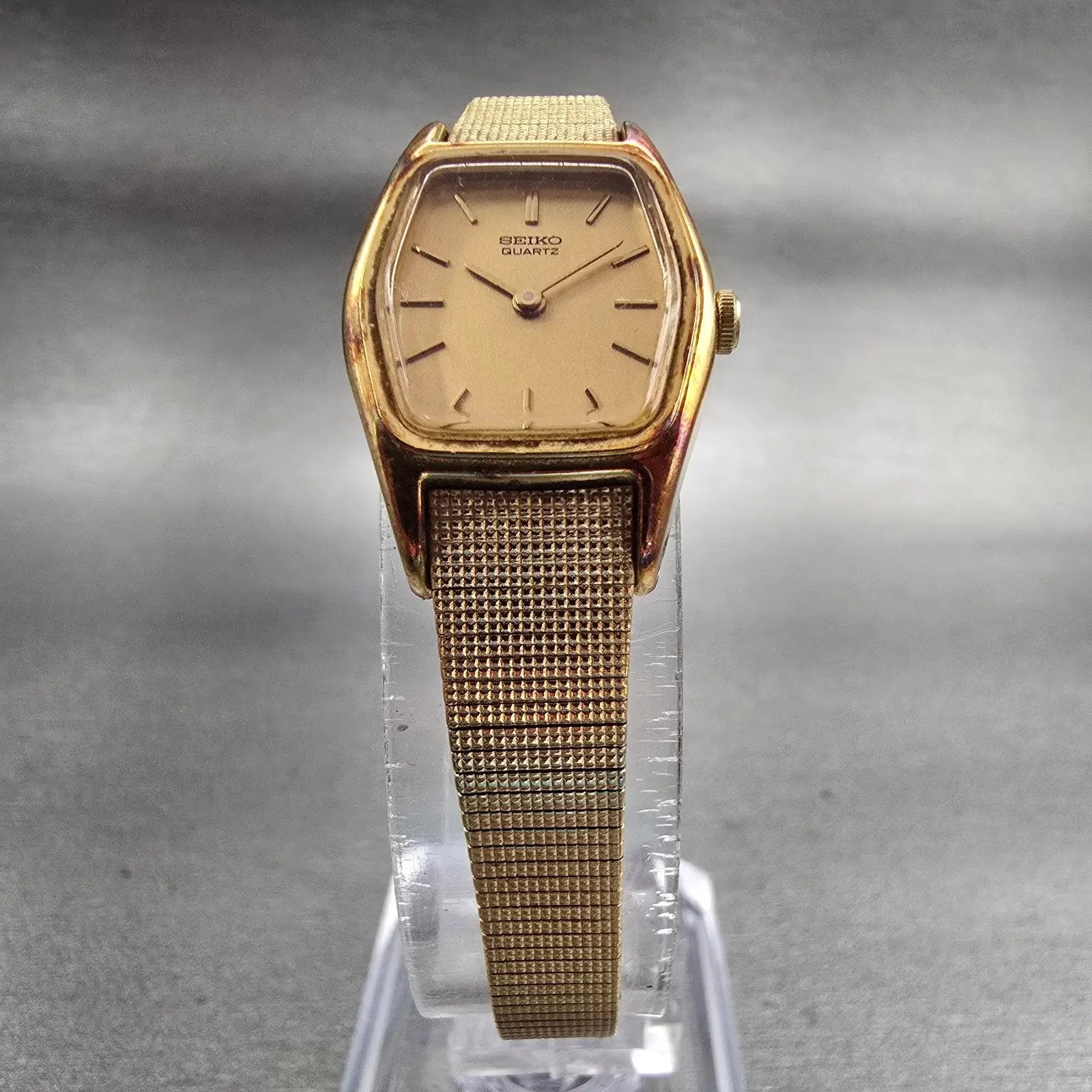Seiko Watch Women 18mm Gold Dial Gold Tone Hexagon 2C20-8440 New Battery Vintage5