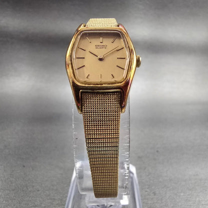 Seiko Watch Women 18mm Gold Dial Gold Tone Hexagon 2C20-8440 New Battery Vintage5