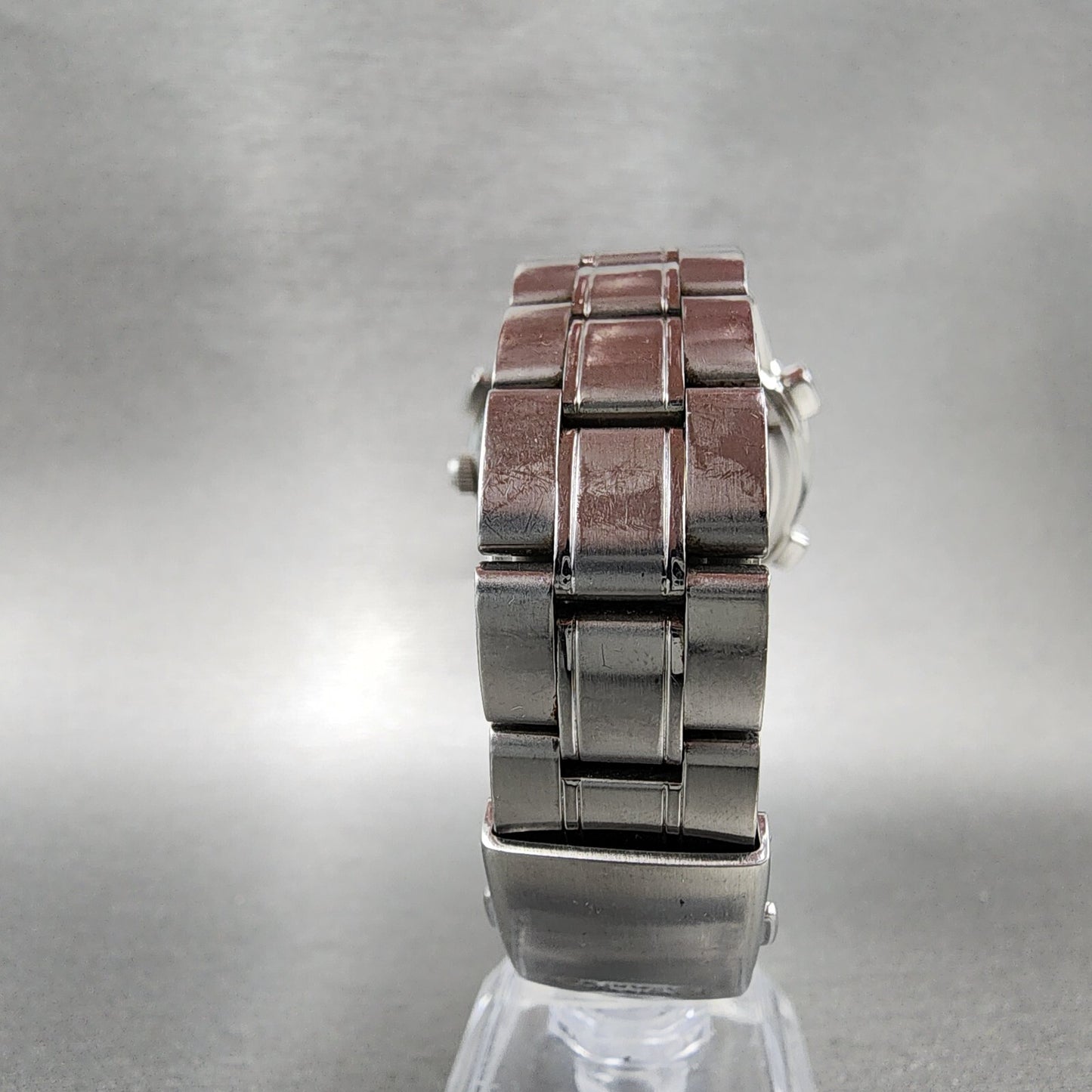 Seiko Chronograph Watch Men 37mm Black Dial Steel Date Alarm Round New Battery