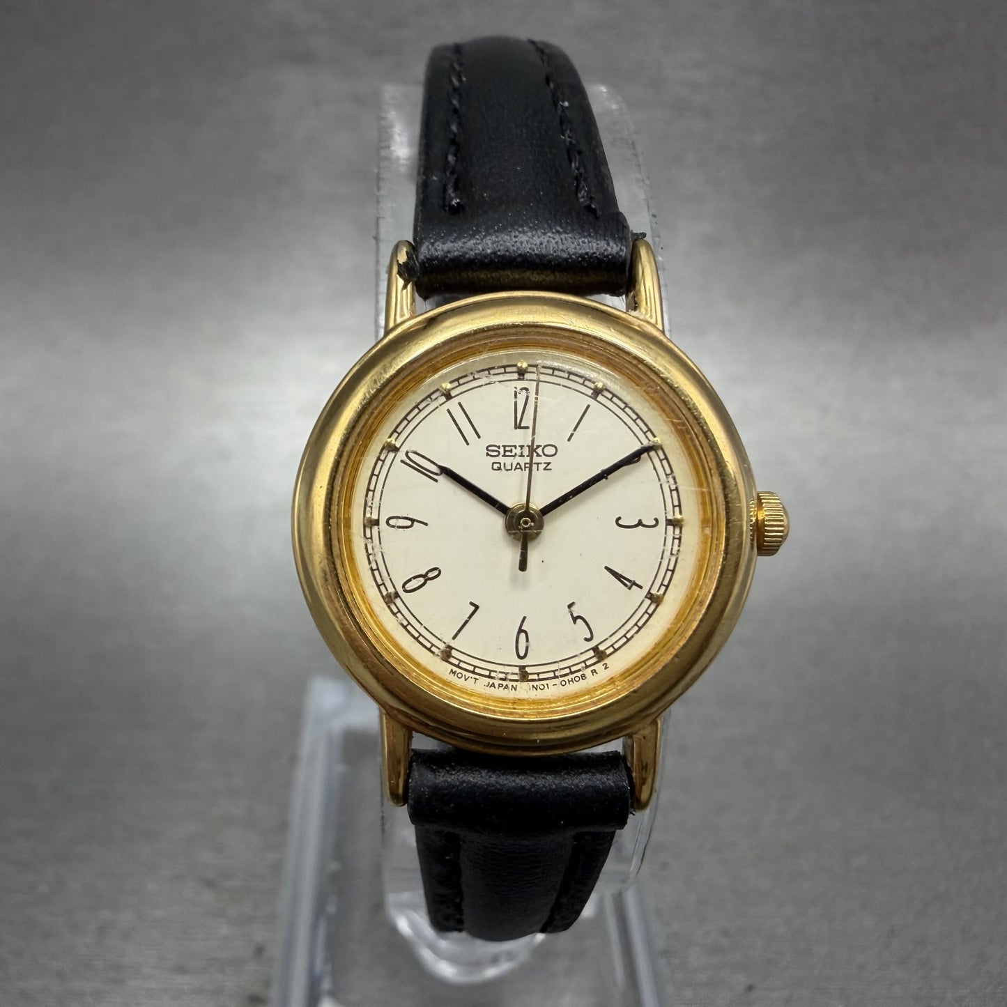 Seiko Watch Women 21mm Cream Dial Gold Tone Round 1N01-0E29 New Battery0