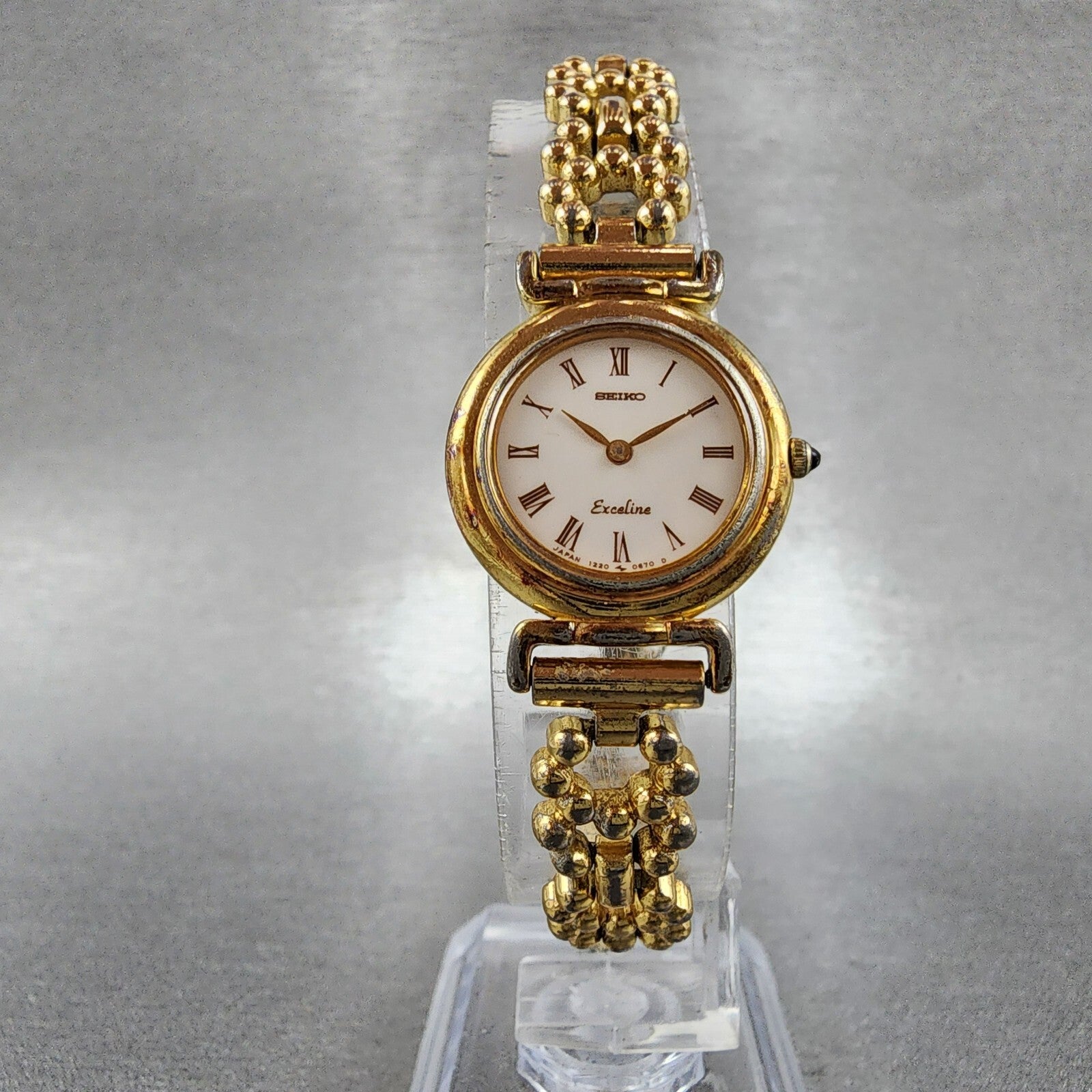 Seiko Exceline Watch Women 21mm White Dial Gold Tone 12200080 New Battery5