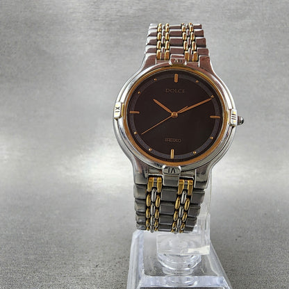 Seiko Dolce Watch Women 31mm Black Dial Two Tone Round 5e316000 New Battery5