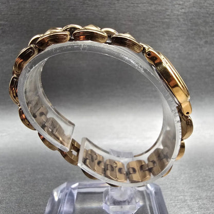 Seiko Watch Women 19mm Champagne Dial Gold Tone Round V400-1130 New Battery VTG8