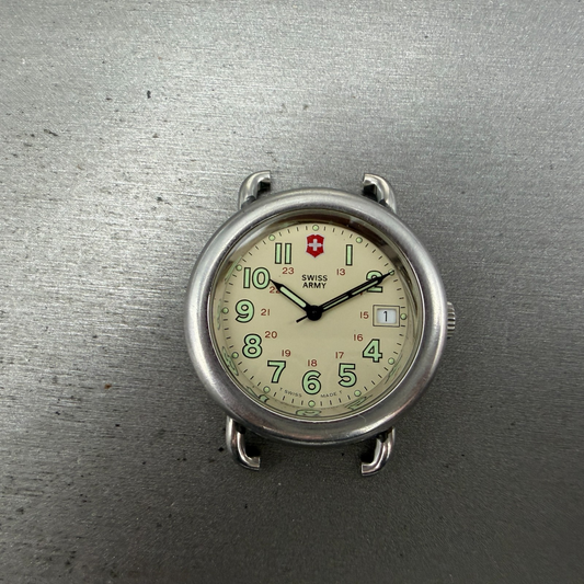 Victorinox Swiss Army Calvary Watch Men 37mm Cream Dial Silver Tone Date PARTSPI0