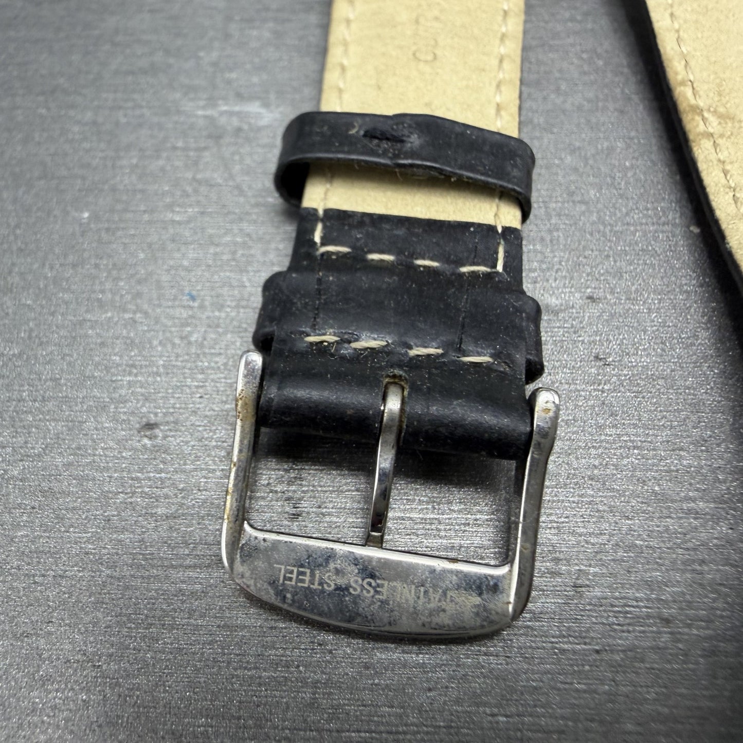 Longines Leather Band 20mm Black Crocodile grain Vintage Silver Buckle11