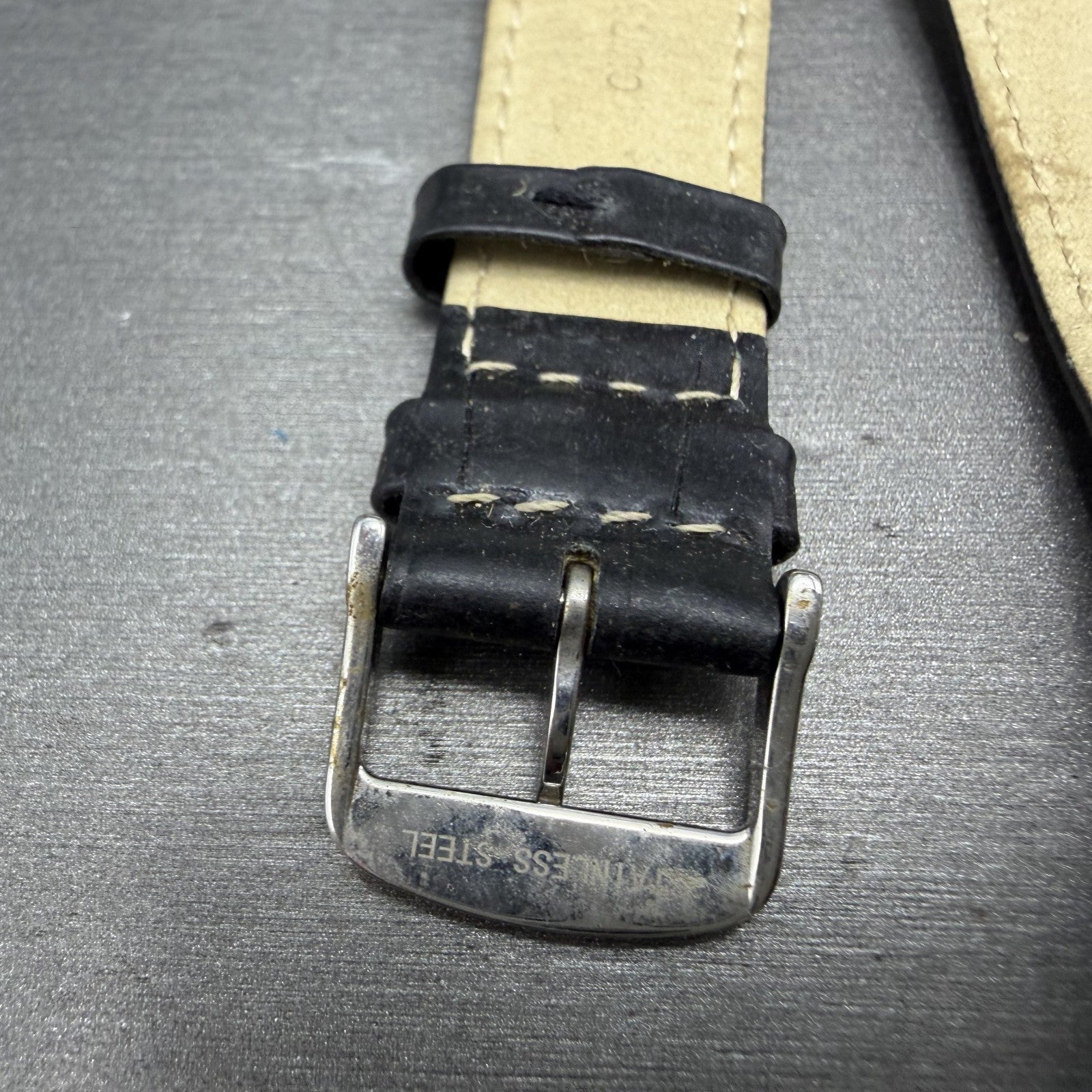 Longines Leather Band 20mm Black Crocodile grain Vintage Silver Buckle11