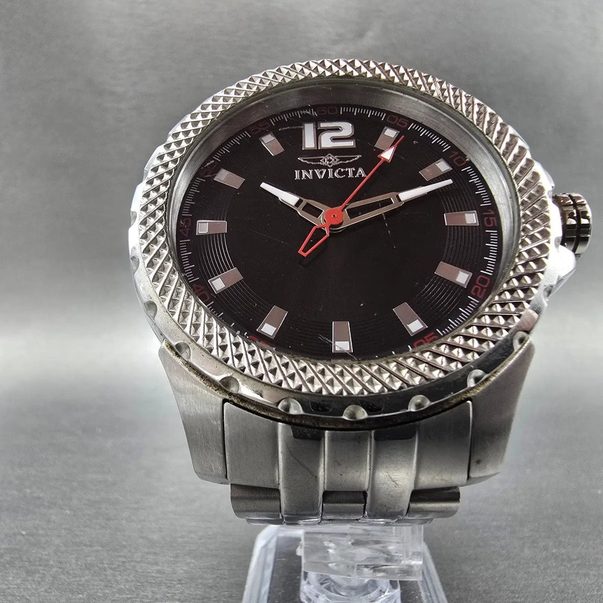 Invicta Specialty Watch Men 48mm Black Dial Silver Tone 15201 New Battery5