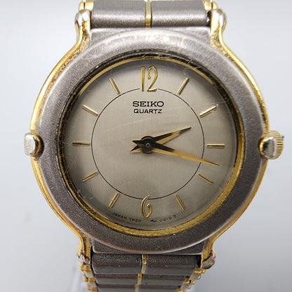 Vintage Seiko Watch Women Two Tone Gray Dial 24mm Round 2P20-001H New Battery