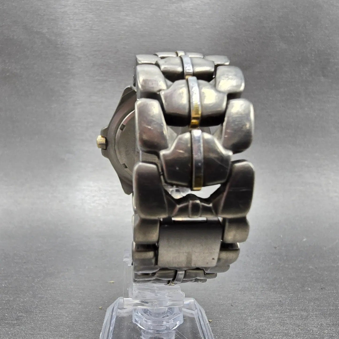 Seiko Pulsar Solar Dive Watch Men 38mm Gray Dial TwoTone Titanium READ!!!!! Runs7