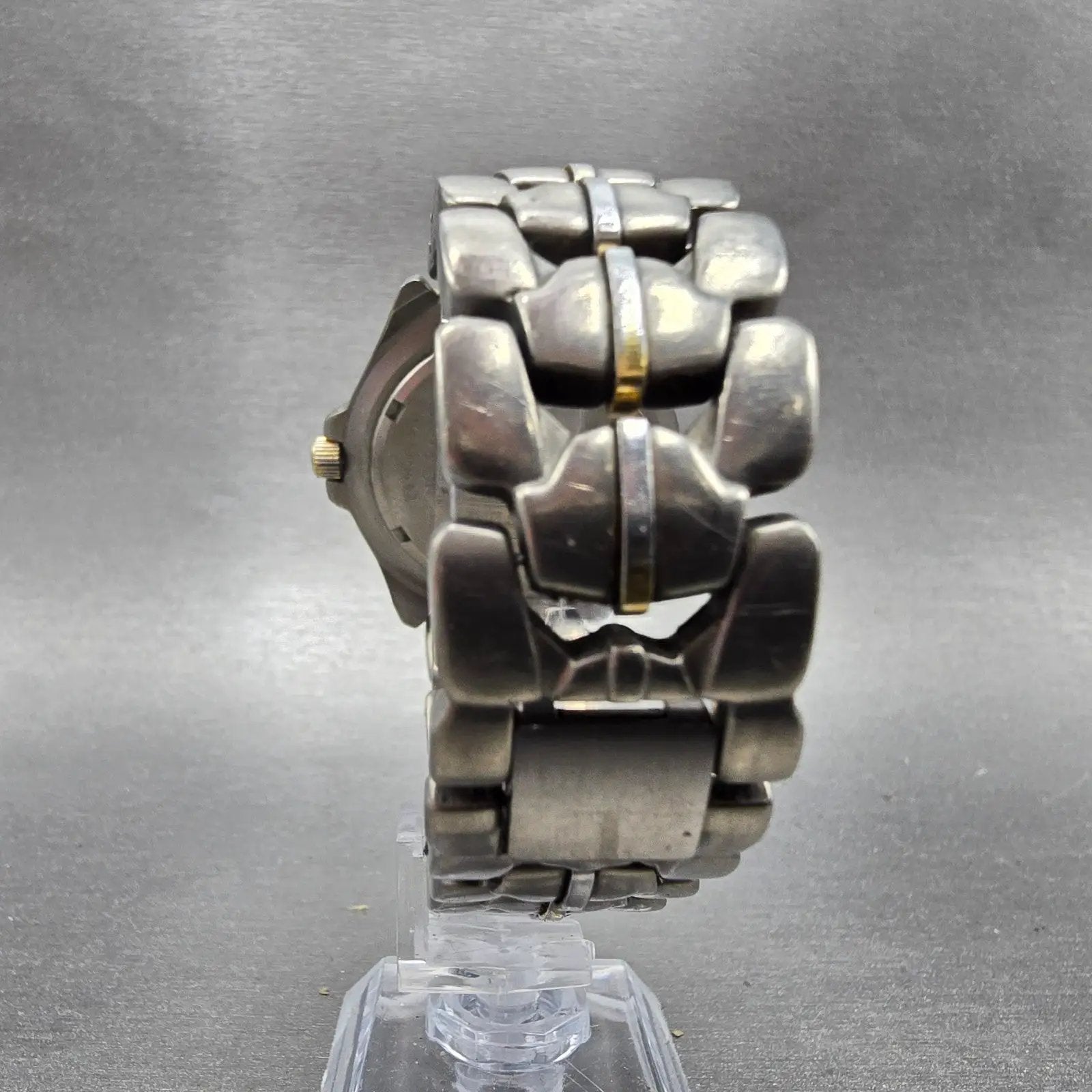 Seiko Pulsar Solar Dive Watch Men 38mm Gray Dial TwoTone Titanium READ!!!!! Runs7