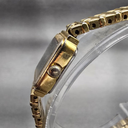 Seiko Tank Watch Women 13mm Black Dial Gold Tone Rectangle 1E20-5689 New Battery2