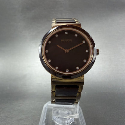 Bering Ceramic Watch Women 29mm MOP dial Rose Gold Tone Round 10729-765 New Batt5