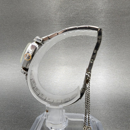 Seiko Solar Watch Women 15mm White Dial White Gold Plated Diamonds Manual Wind6