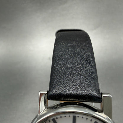 Mondaine Watch Men 35mm White Dial Steel Round Leather Band New Battery4