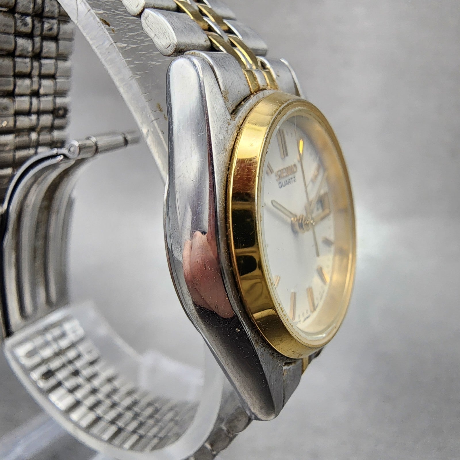 Seiko Watch Women 25mm White Dial Two Tone Daydate 7n830011 Round New Battery3