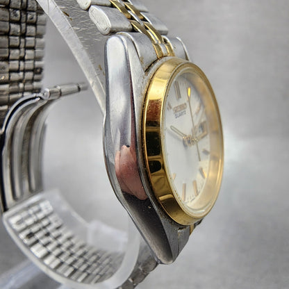 Seiko Watch Women 25mm White Dial Two Tone Daydate 7n830011 Round New Battery3