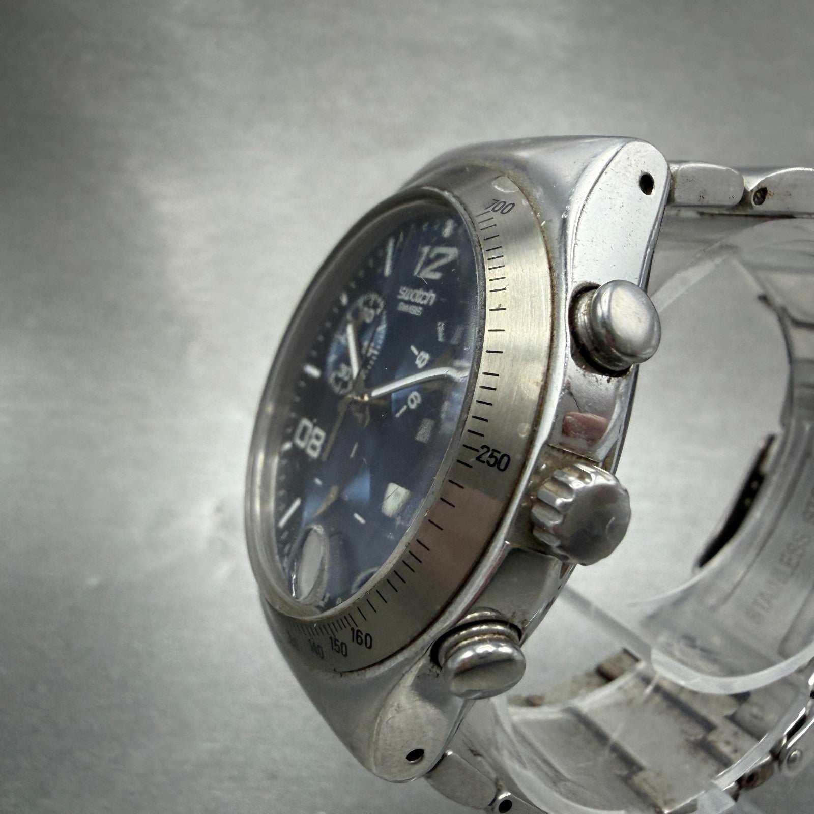 Swatch irony Chrono Blustery Watch Men 40mm Blue Dial Steel Date YCS438G NewBat2