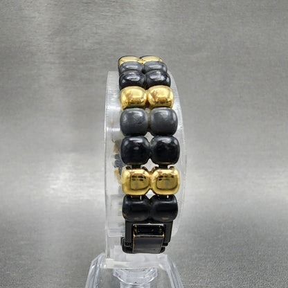 VTG Seiko Watch Women 14mm Black Dial Black Tone Rectangle 1E205540 New Battery7