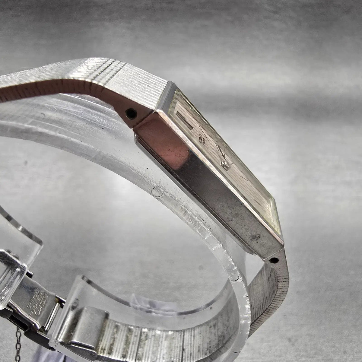 Seiko Watch Women 12mm Silver Dial Silver Tone Rectangle 1320-5119 New Battery K3
