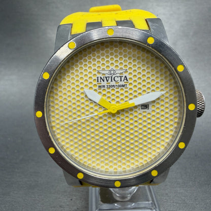 Invicta DNA Watch Men 46mm Yellow Dial Silver Tone Date Round 10420 New Battery0