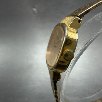 Seiko Watch Women 19mm Champagne Dial Gold Tone Hexagon 1400-5280 New Battery2