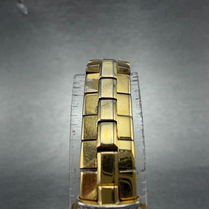Seiko Lassale Tank Watch Women 13mm Blue Dial Gold Tone 2E20-6899 New Battery AB4