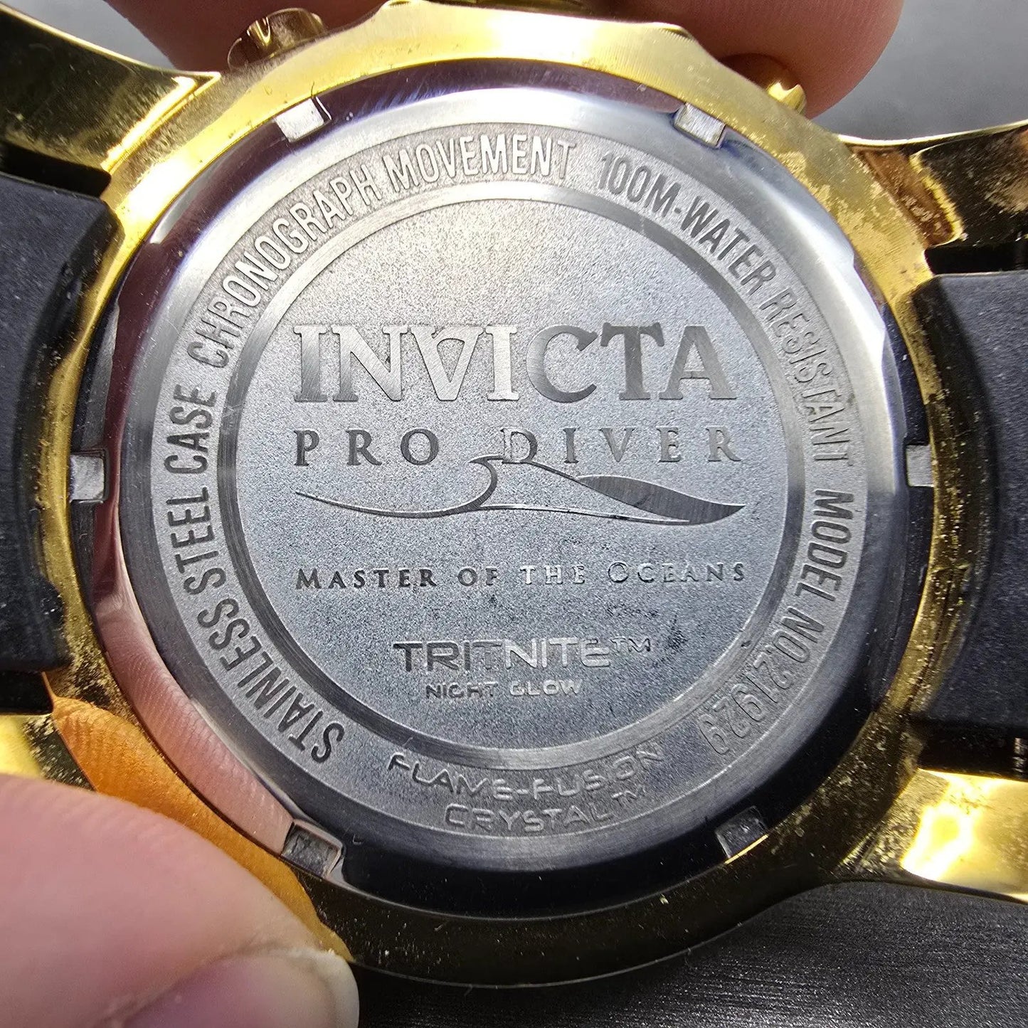 Invicta Pro Diver Chronograph Watch Men 48mm Blue Dial Gold Tone 21929 PARTS7