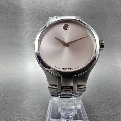 Movado Museum Watch Men 41mm Silver Dial Silver Tone 01.1.14.1085 New Battery5