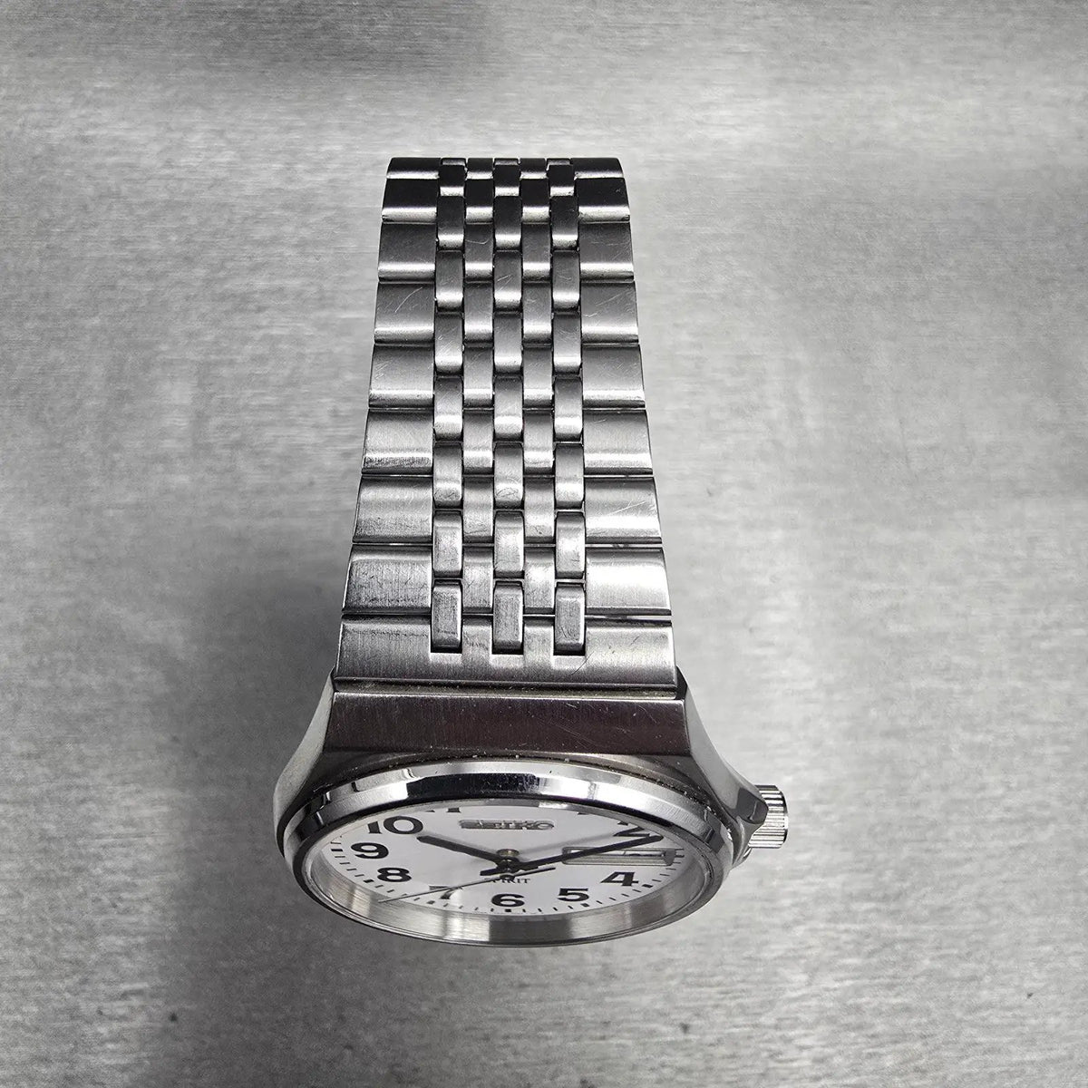 Seiko Spirit Watch Men 34mm White Dial Silver Daydate 7N43-7B70 New Battery JDM4