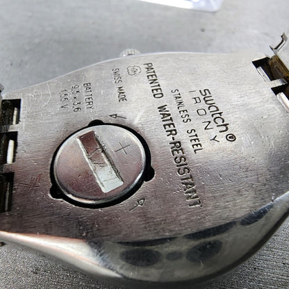 Swatch Irony Happy Joe Watch Men 37mm Gray Dial Steel Date Round New Battery NG19