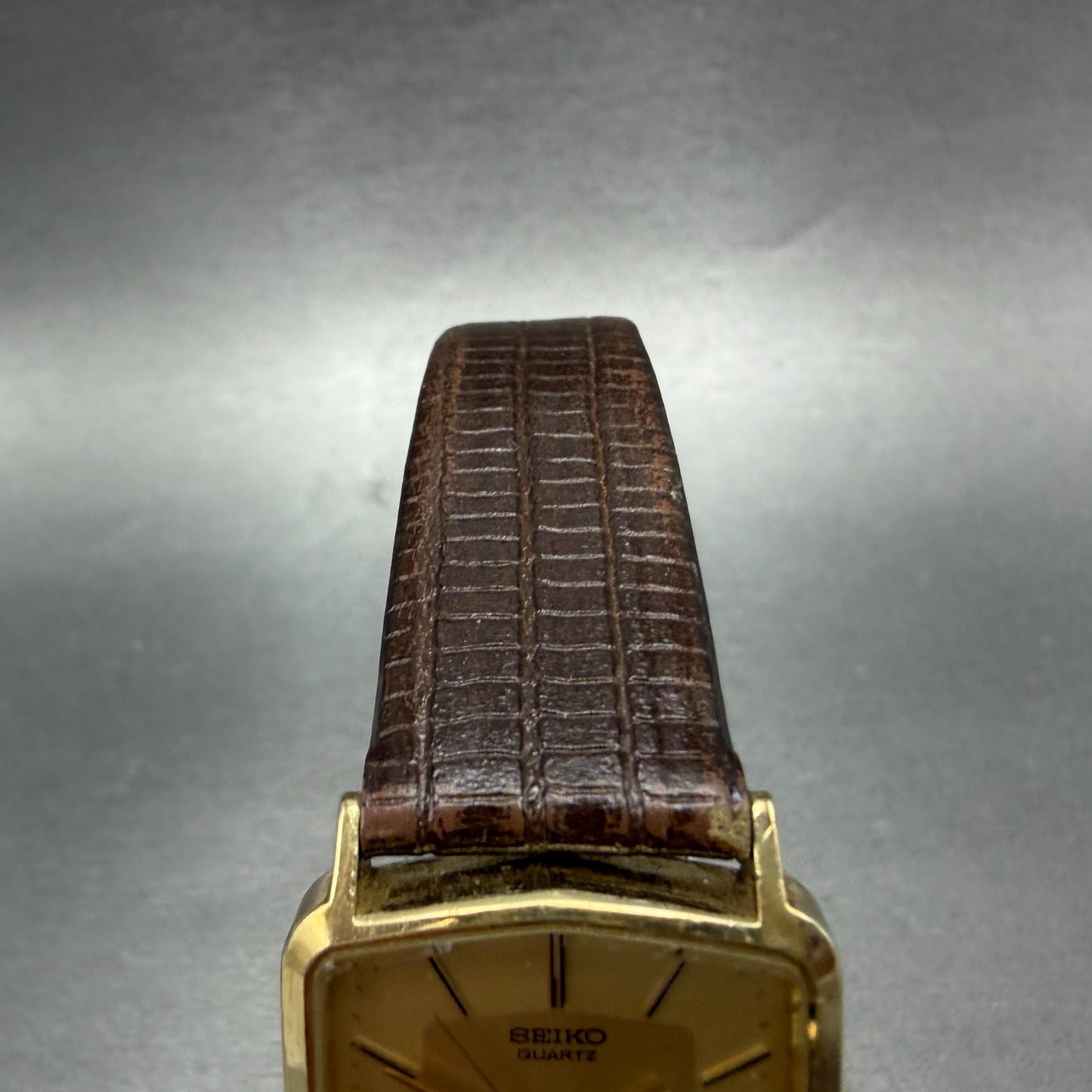 Seiko Watch Men 26mm Champagne Dial Gold Tone Rectangle 8621-5019 PARTS Vintage5