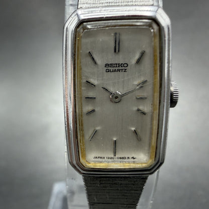Seiko Watch Women 13mm Silver Dial Silver Tone Rectangle 1320-5779 New Battery1