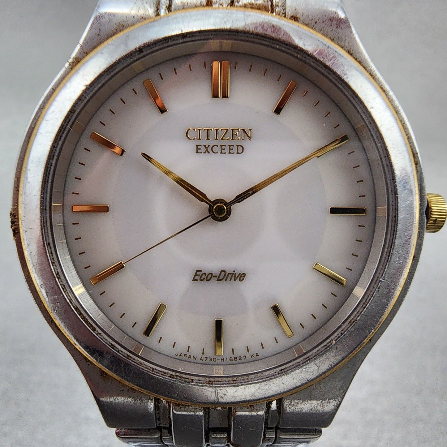 Citizen Exceed EcoDrive Watch Men 35mm White Dial Two Tone A730H09467 PARTS2