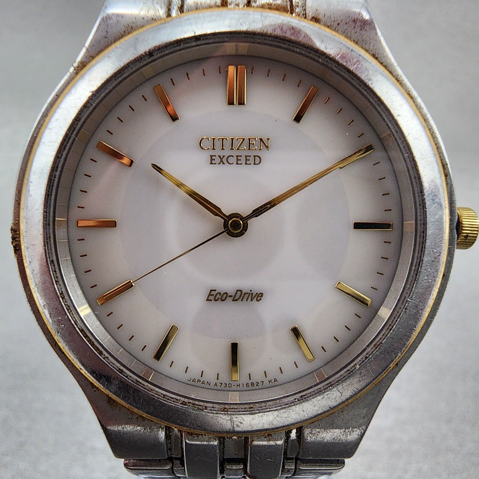 Citizen Exceed EcoDrive Watch Men 35mm White Dial Two Tone A730H09467 PARTS2