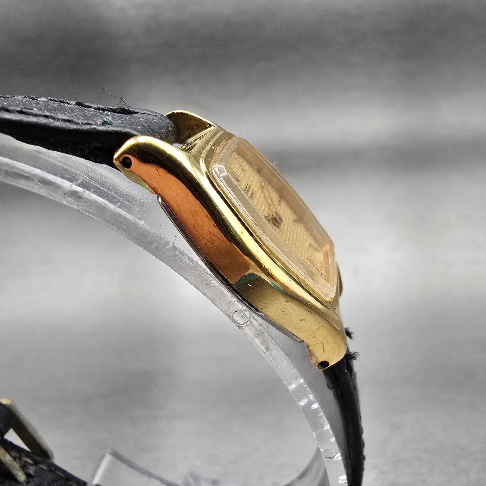Seiko Watch Women 17mm Gold Dial Gold Tone Hexagon 2C20-6440 New Battery Vintage3