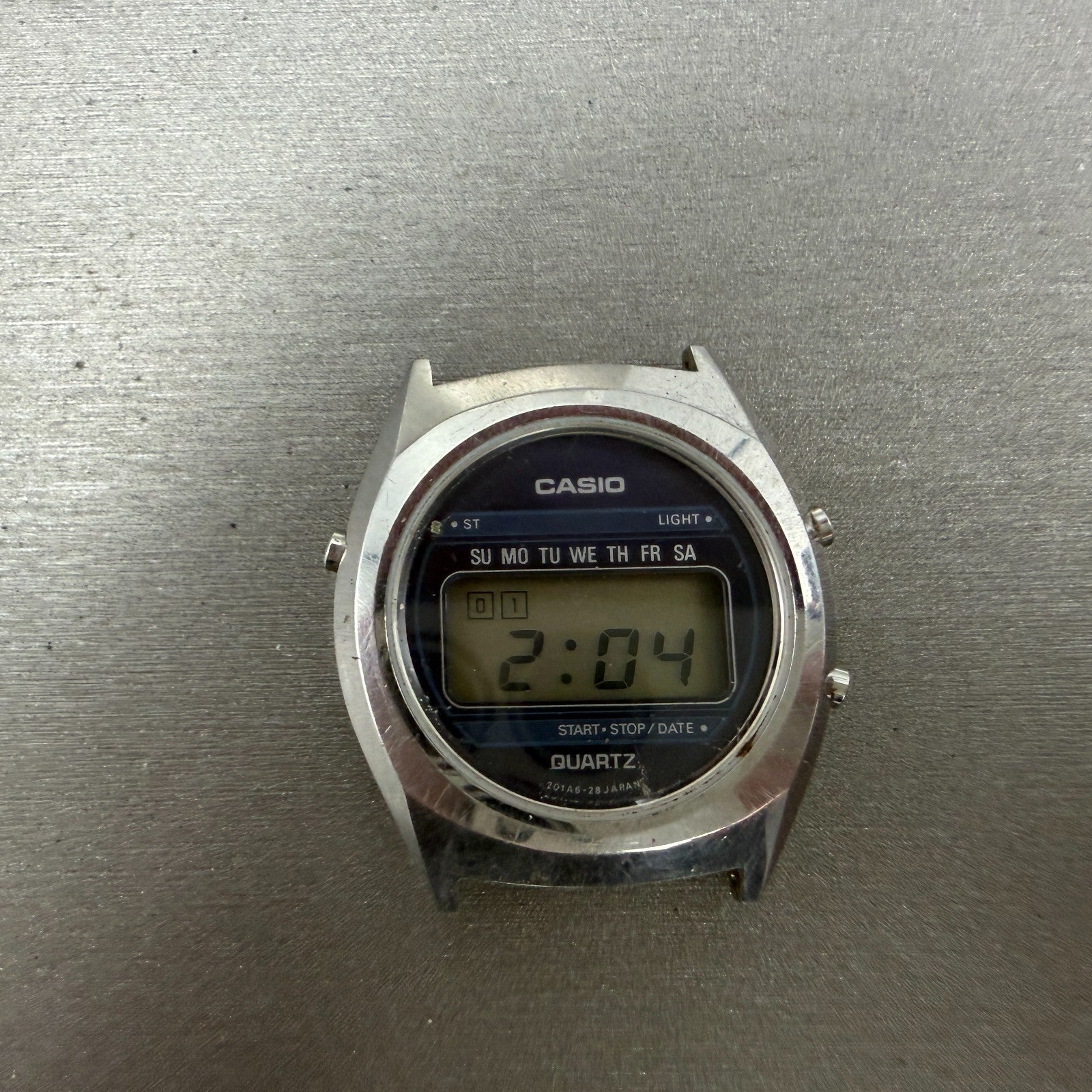 Casio 31QR29 Watch Men 34mm Digital Silver Tone Daydate Round New battery VTG0